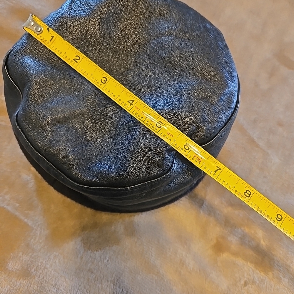 Black Leather Womens Bucket Hat Cotton Trim - Picture 9 of 16